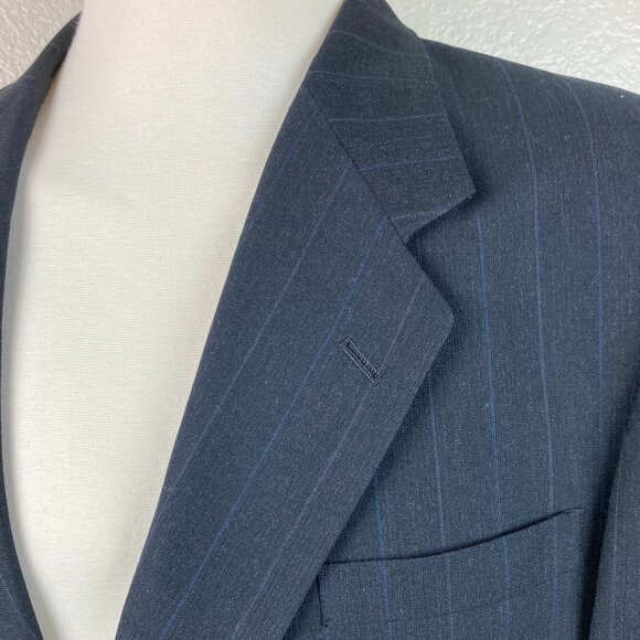 Hart Schaffner & Marx Bill's Clothes Pure Virgin Wool Striped Suit Jacket Sz 44R - Picture 4 of 13